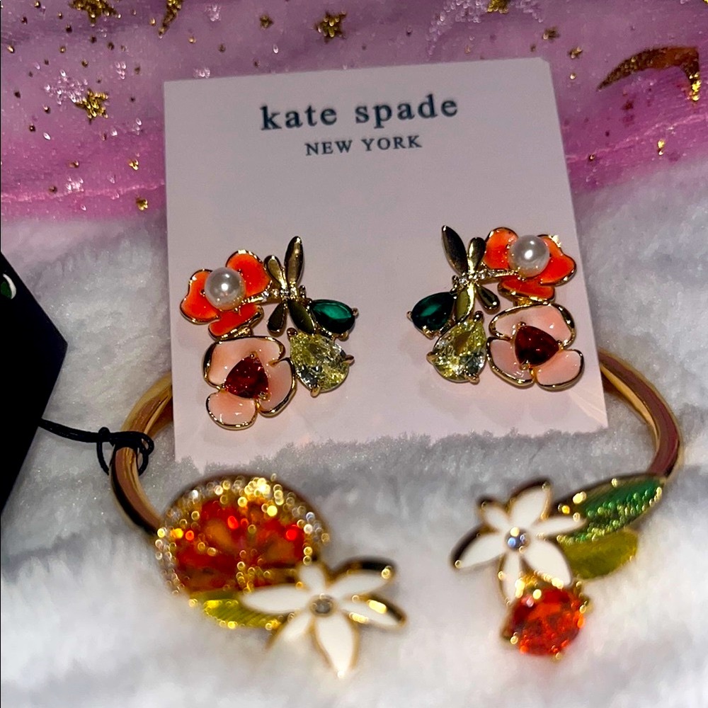 Kate Spade Floral Earrings and Bracelet Set